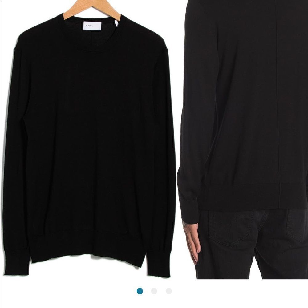 BLDWN Men’s crew neck wool blend lightweight sweater size S in black, NWT